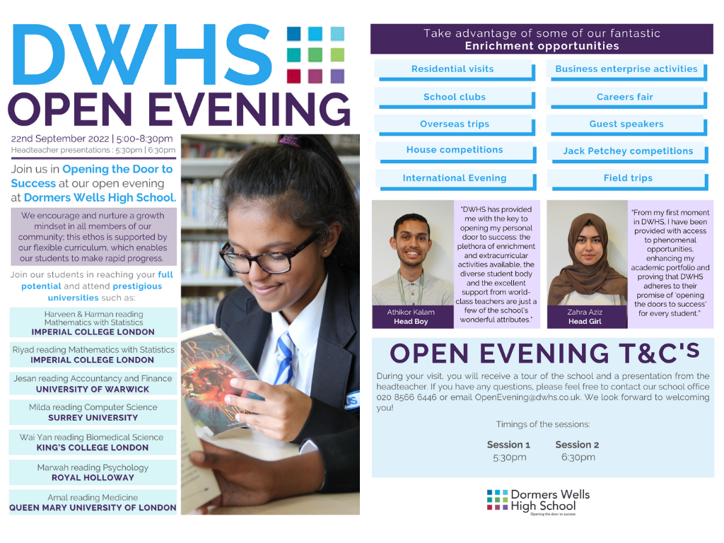 Open Evening Dormers Wells High School